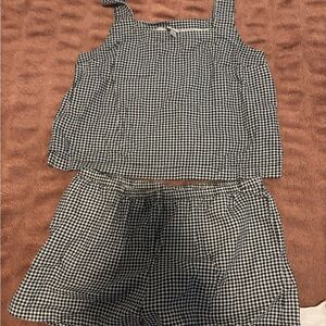 Black and White Gingham Shorts Set
